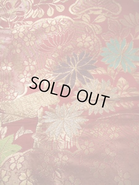 Photo9: F0210N Vintage Japanese Kimono   Red UCHIKAKE Wedding Flower Silk. (Grade B) (9)