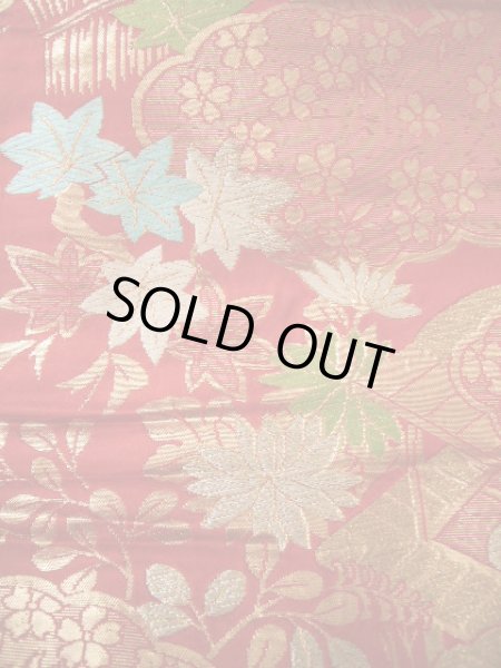 Photo10: F0210N Vintage Japanese Kimono   Red UCHIKAKE Wedding Flower Silk. (Grade B) (10)