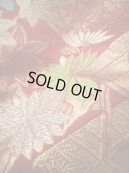 Photo11: F0210N Vintage Japanese Kimono   Red UCHIKAKE Wedding Flower Silk. (Grade B) (11)