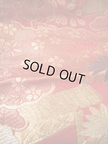 Photo12: F0210N Vintage Japanese Kimono   Red UCHIKAKE Wedding Flower Silk. (Grade B) (12)