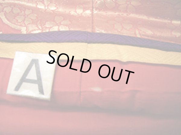 Photo14: F0210N Vintage Japanese Kimono   Red UCHIKAKE Wedding Flower Silk. (Grade B) (14)