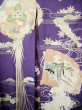Photo7: F0530A Vintage Japanese Kimono  Dark Wisteria FURISODE long-sleeved Folding fan Silk.  (Grade C) (7)
