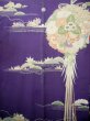 Photo8: F0530A Vintage Japanese Kimono  Dark Wisteria FURISODE long-sleeved Folding fan Silk.  (Grade C) (8)