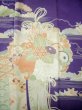 Photo10: F0530A Vintage Japanese Kimono  Dark Wisteria FURISODE long-sleeved Folding fan Silk.  (Grade C) (10)
