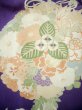 Photo13: F0530A Vintage Japanese Kimono  Dark Wisteria FURISODE long-sleeved Folding fan Silk.  (Grade C) (13)