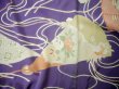 Photo15: F0530A Vintage Japanese Kimono  Dark Wisteria FURISODE long-sleeved Folding fan Silk.  (Grade C) (15)