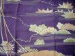 Photo16: F0530A Vintage Japanese Kimono  Dark Wisteria FURISODE long-sleeved Folding fan Silk.  (Grade C) (16)
