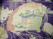 Photo17: F0530A Vintage Japanese Kimono  Dark Wisteria FURISODE long-sleeved Folding fan Silk.  (Grade C) (17)