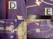 Photo26: F0530A Vintage Japanese Kimono  Dark Wisteria FURISODE long-sleeved Folding fan Silk.  (Grade C) (26)