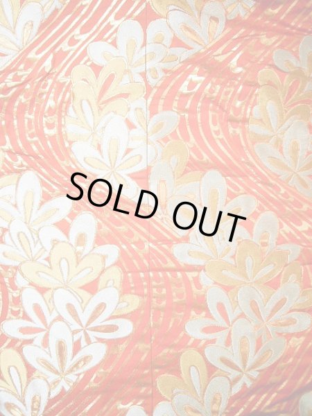 Photo4: Mint F1202B Used Japanese Kimono  Deep Orange UCHIKAKE Wedding by Silk. Flower  (Grade A) (4)