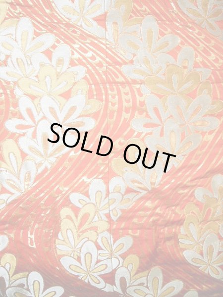 Photo5: Mint F1202B Used Japanese Kimono  Deep Orange UCHIKAKE Wedding by Silk. Flower  (Grade A) (5)