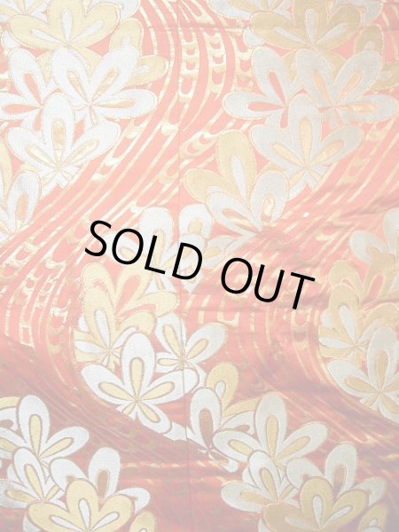 Photo6: Mint F1202B Used Japanese Kimono  Deep Orange UCHIKAKE Wedding by Silk. Flower  (Grade A) (6)