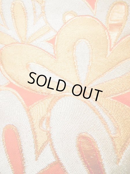 Photo11: Mint F1202B Used Japanese Kimono  Deep Orange UCHIKAKE Wedding by Silk. Flower  (Grade A) (11)