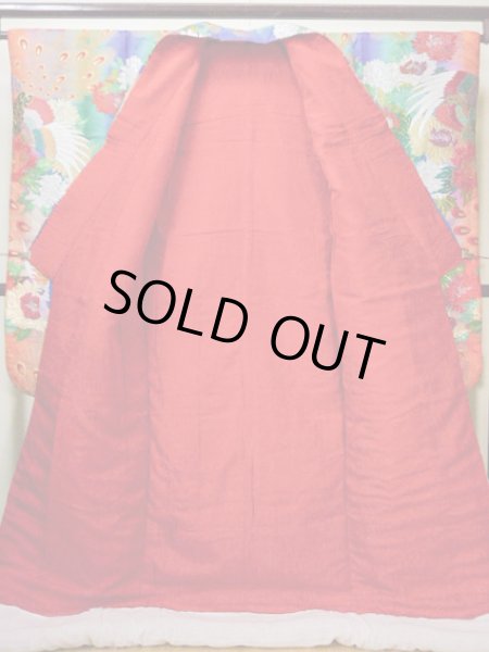 Photo5: Mint F1202C Used Japanese Kimono  Shiny Purple UCHIKAKE Wedding by Silk. Peacock  (Grade A+) (5)