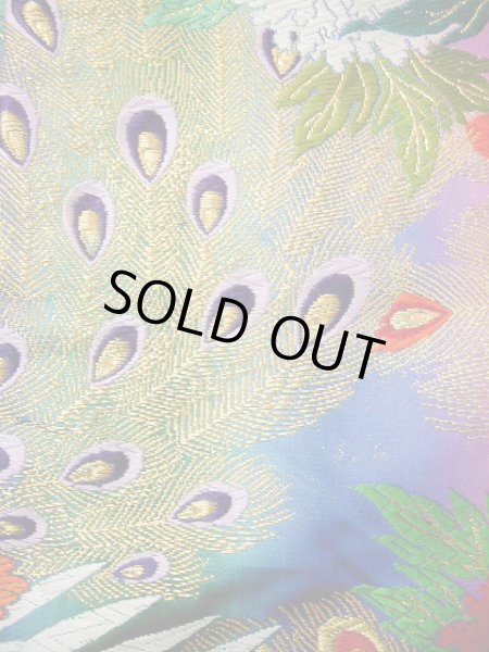 Photo16: Mint F1202C Used Japanese Kimono  Shiny Purple UCHIKAKE Wedding by Silk. Peacock  (Grade A+) (16)