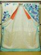 Photo3: F1216G Used Japanese Kimono  Shiny Off White FURISODE long-sleeved by Silk. Flower  (Grade A) (3)