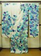 Photo4: F1216G Used Japanese Kimono  Shiny Off White FURISODE long-sleeved by Silk. Flower  (Grade A) (4)