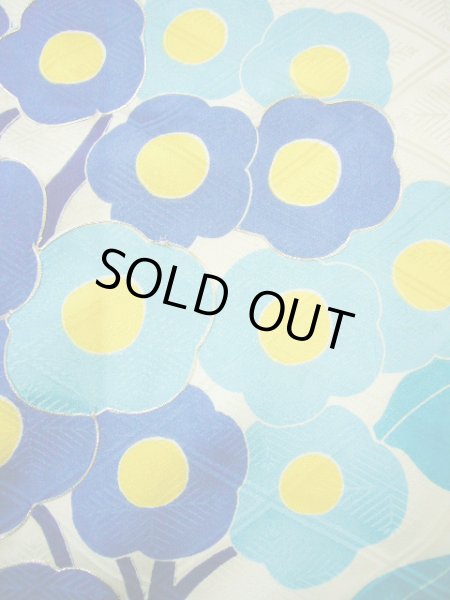 Photo15: F1216G Used Japanese Kimono  Shiny Off White FURISODE long-sleeved by Silk. Flower  (Grade A) (15)