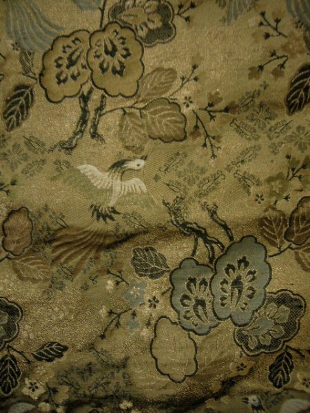 Photo4: Mint G0113B Used Japanese Kimono Smoky Light Olive UCHIKAKE Wedding by Silk. Phoenix  (Grade A) (4)