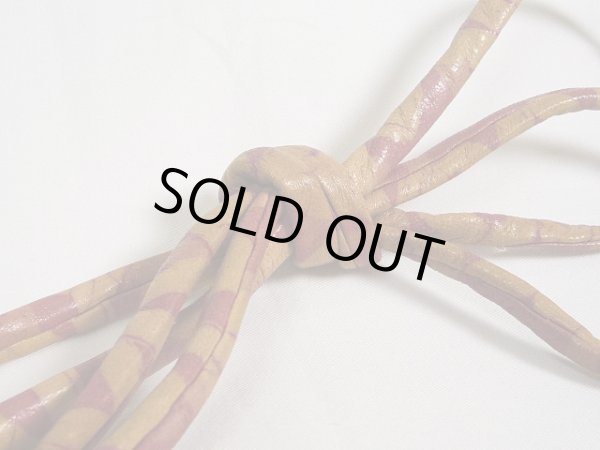 Photo2: G0114XP Used Japanese  Light Taupe OBIJIME decorative string/cord/rope  , Leather  (Grade C) (2)