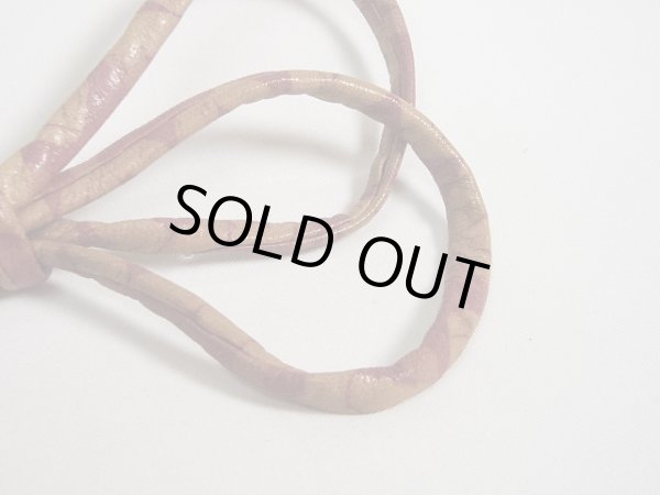 Photo3: G0114XP Used Japanese  Light Taupe OBIJIME decorative string/cord/rope  , Leather  (Grade C) (3)