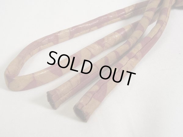 Photo4: G0114XP Used Japanese  Light Taupe OBIJIME decorative string/cord/rope  , Leather  (Grade C) (4)