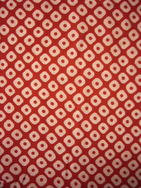 Photo3: G0415Q Used Japanese Kimono   Red JUBAN undergarment by Silk. Dapple pattern, for Kids, KINSHA CHIRIMEN crape (Grade B) (3)