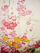Photo6: Mint G0630H Used Japanese Kimono  Shiny Off White FURISODE long-sleeved by Silk. UME plum bloom  (Grade A) (6)