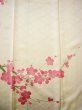 Photo11: Mint G0630H Used Japanese Kimono  Shiny Off White FURISODE long-sleeved by Silk. UME plum bloom  (Grade A) (11)