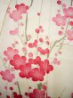 Photo12: Mint G0630H Used Japanese Kimono  Shiny Off White FURISODE long-sleeved by Silk. UME plum bloom  (Grade A) (12)