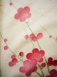 Photo18: Mint G0630H Used Japanese Kimono  Shiny Off White FURISODE long-sleeved by Silk. UME plum bloom  (Grade A) (18)