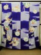 Photo1: G0630M Used Japanese Kimono  Bright Navy Blue FURISODE long-sleeved by Silk. Peony  (Grade C) (1)