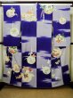 Photo2: G0630M Used Japanese Kimono  Bright Navy Blue FURISODE long-sleeved by Silk. Peony  (Grade C) (2)