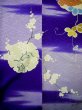 Photo25: G0630M Used Japanese Kimono  Bright Navy Blue FURISODE long-sleeved by Silk. Peony  (Grade C) (25)