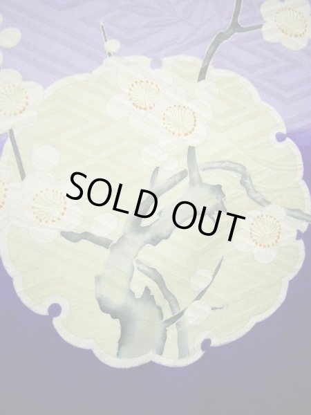 Photo26: G0630M Used Japanese Kimono  Bright Navy Blue FURISODE long-sleeved by Silk. Peony  (Grade C) (26)