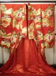 Photo4: G0805E Used Japanese Kimono   Red UCHIKAKE Wedding by Silk. TSUDUMI hand drum  (Grade B) (4)