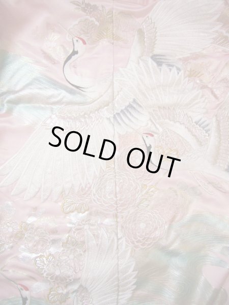 Photo6: G0805F Used Japanese Kimono Shiny Light Pink UCHIKAKE Wedding by Silk. Crane  (Grade A) (6)