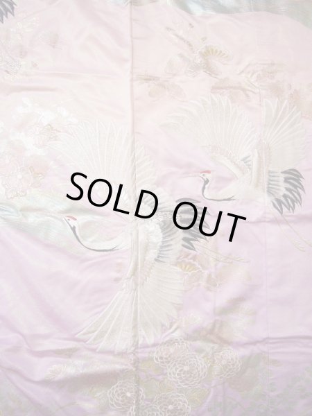 Photo11: G0805F Used Japanese Kimono Shiny Light Pink UCHIKAKE Wedding by Silk. Crane  (Grade A) (11)