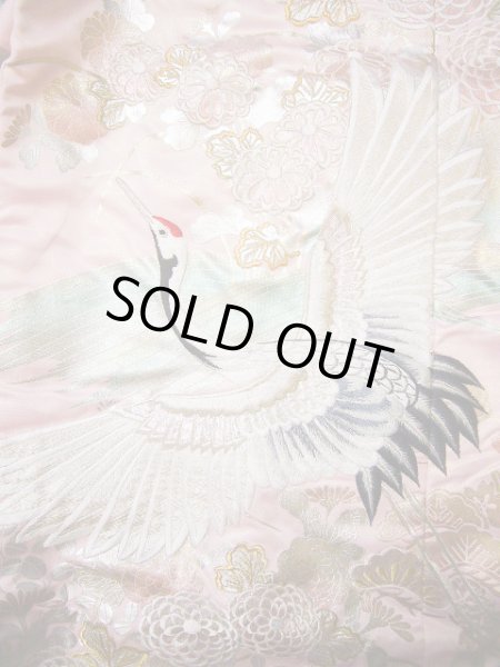 Photo13: G0805F Used Japanese Kimono Shiny Light Pink UCHIKAKE Wedding by Silk. Crane  (Grade A) (13)