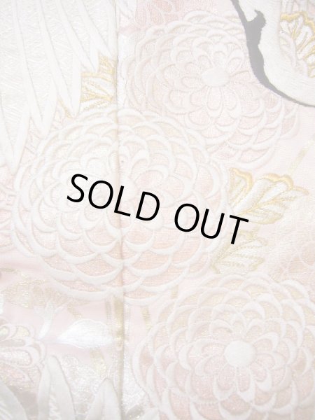Photo17: G0805F Used Japanese Kimono Shiny Light Pink UCHIKAKE Wedding by Silk. Crane  (Grade A) (17)