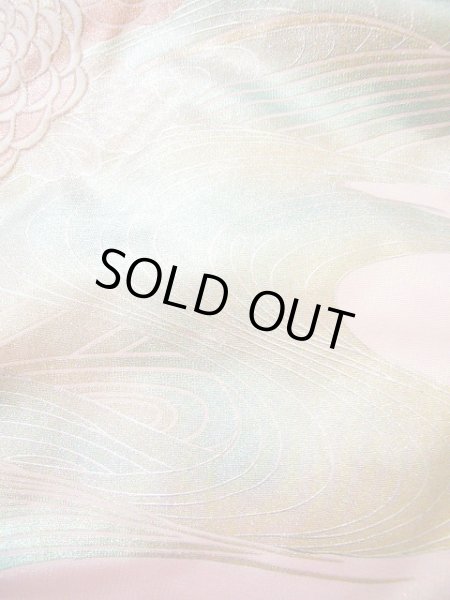 Photo19: G0805F Used Japanese Kimono Shiny Light Pink UCHIKAKE Wedding by Silk. Crane  (Grade A) (19)