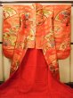 Photo4: Mint G0805L Used Japanese Kimono  Smoky Orange UCHIKAKE Wedding by Silk. Folding fan  (Grade A) (4)