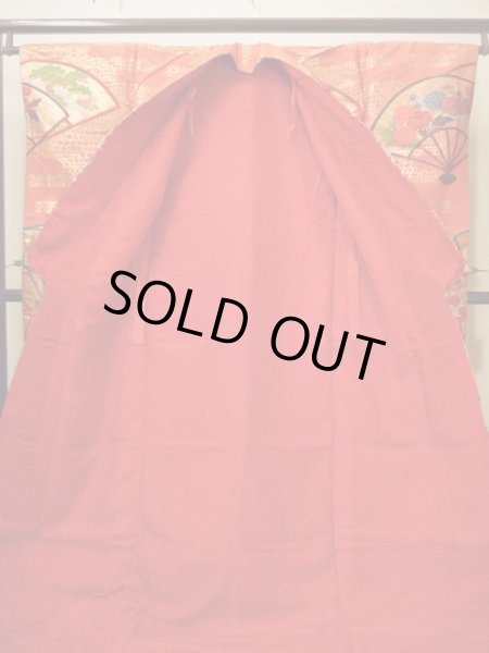 Photo5: Mint G0805L Used Japanese Kimono  Smoky Orange UCHIKAKE Wedding by Silk. Folding fan  (Grade A) (5)