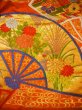 Photo13: Mint G0805L Used Japanese Kimono  Smoky Orange UCHIKAKE Wedding by Silk. Folding fan  (Grade A) (13)