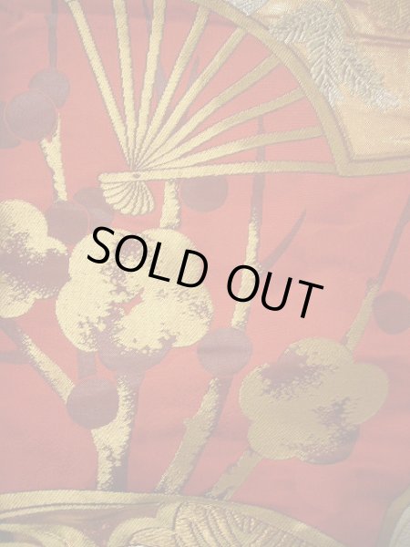 Photo12: Mint G0805O Used Japanese Kimono  Deep Red UCHIKAKE Wedding by Silk. Folding fan  (Grade A) (12)