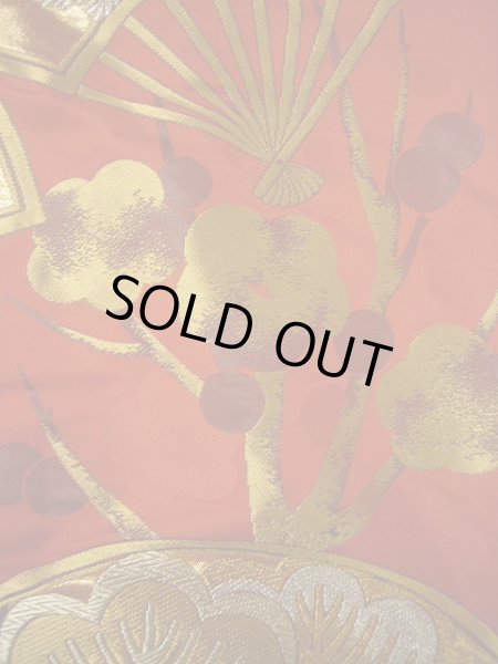 Photo14: Mint G0805O Used Japanese Kimono  Deep Red UCHIKAKE Wedding by Silk. Folding fan  (Grade A) (14)