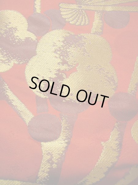 Photo18: Mint G0805O Used Japanese Kimono  Deep Red UCHIKAKE Wedding by Silk. Folding fan  (Grade A) (18)