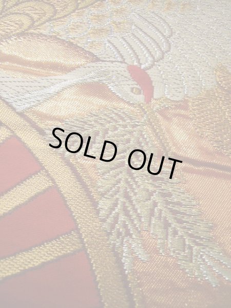 Photo19: Mint G0805O Used Japanese Kimono  Deep Red UCHIKAKE Wedding by Silk. Folding fan  (Grade A) (19)