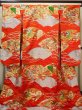 Photo2: G0805S Used Japanese Kimono   Vermilion UCHIKAKE Wedding by Silk. Folding fan  (Grade A) (2)