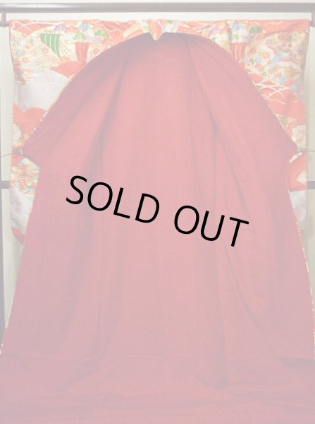 Photo4: G0805S Used Japanese Kimono   Vermilion UCHIKAKE Wedding by Silk. Folding fan  (Grade A) (4)